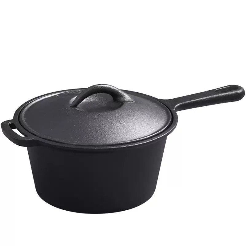 img_4088 BLACK SINGLE HIGH QUALITY POT Thickened uncoated cast iron milk pot, baby food stew pot, old-fashioned household iron pot 19cm kitchenware - Image 1