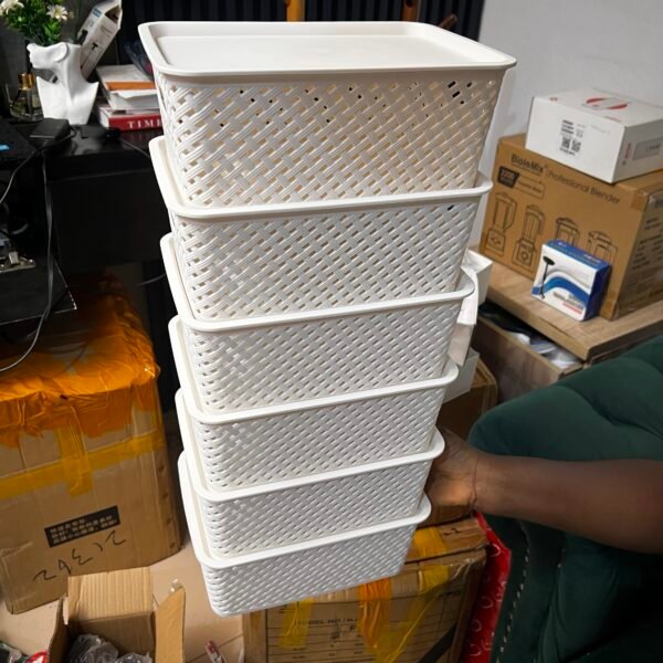 6PC HOME & KITCHEN STORAGE BASKET WITH COVER